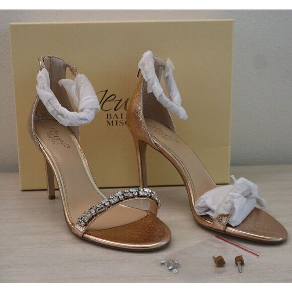 Jewel Badgley Mischka Sz 9.5M Rose Gold Metallic Campbell Jeweled Stiletto - Picture 1 of 14